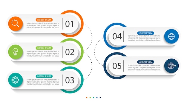 Vecteur modèle d'infographie d'entreprise avec 5 étapes