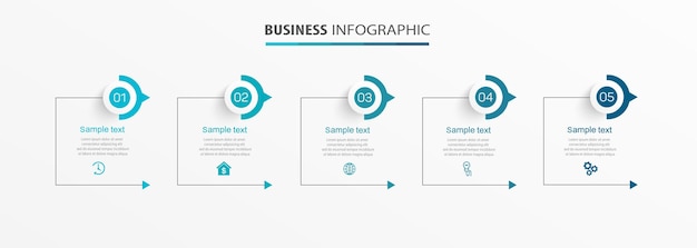 Modèle d'infographie d'entreprise avec 5 options ou étapes