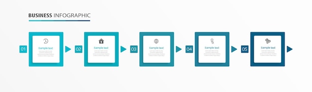 Modèle d'infographie d'entreprise avec 5 options ou étapes