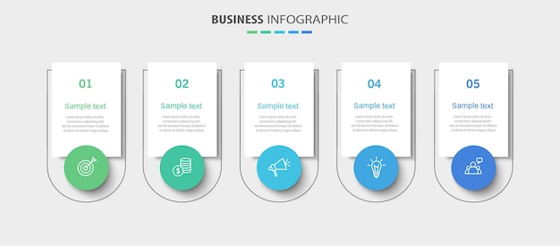 Modèle d'infographie d'entreprise avec 5 options ou étapes