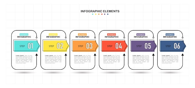 Vecteur modèle d'infographie d'entreprise en 6 étapes