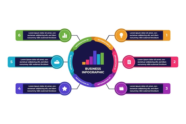 Modèle d'infographie d'entreprise de cercle de diagramme coloré