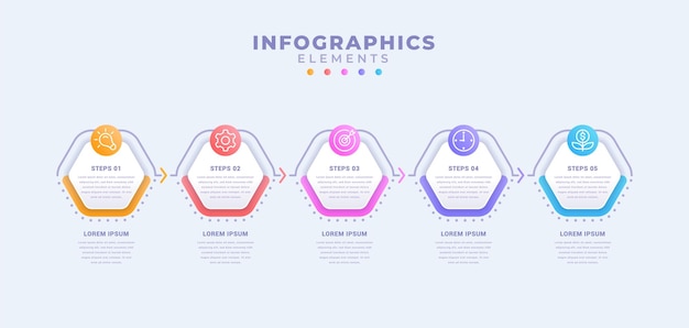 Vecteur modèle d'infographie d'entreprise avec cinq options ou processus