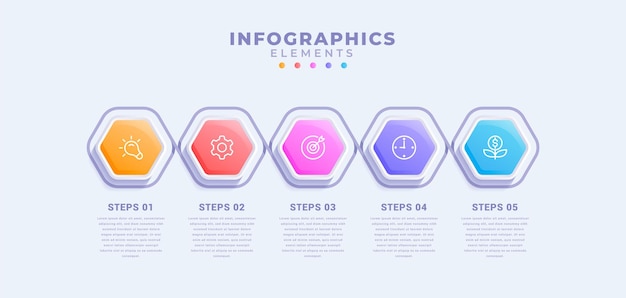 Vecteur modèle d'infographie d'entreprise avec cinq options ou processus