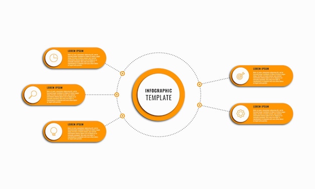 Modèle D'infographie D'entreprise Avec Cinq Options Rondes Orange Sur Fond Blanc