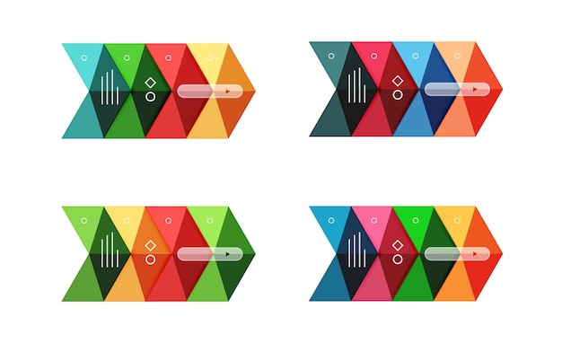 Modèle d'infographie d'entreprise coloré vectoriel ou mise en page de bannière Web forme de flèche
