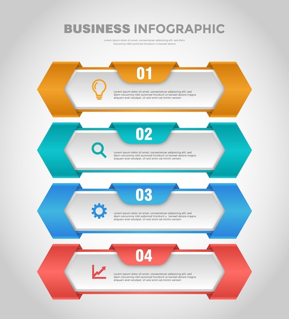 Modèle d'infographie d'entreprise de couleur dégradé doux en 4 étapes