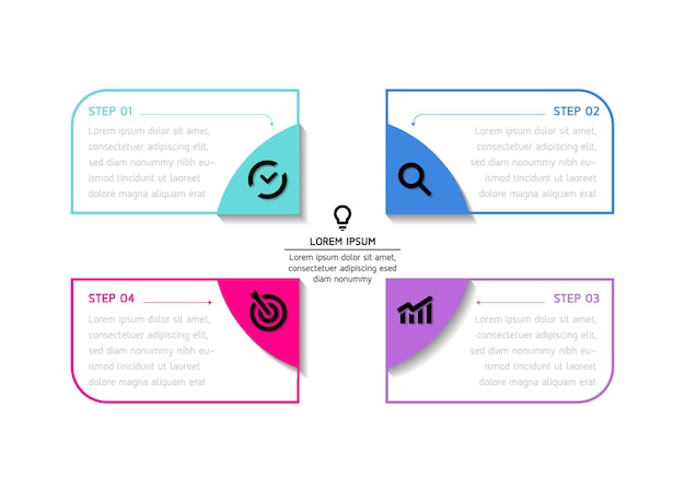 Modèle D'infographie D'entreprise D'étapes De Connexion Avec 4 éléments