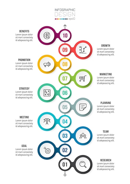 Vecteur modèle d'infographie d'entreprise de graphique chronologique.