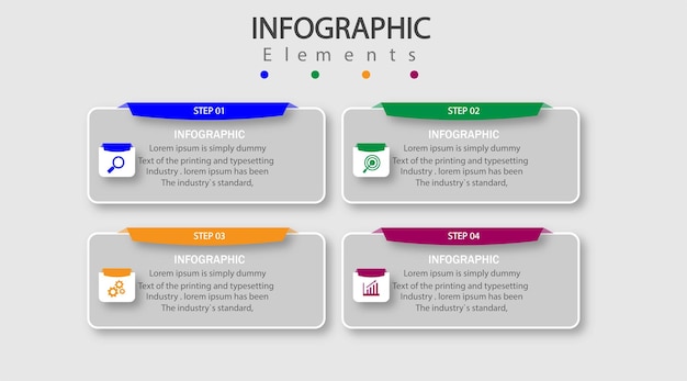 Modèle d'infographie d'entreprise minimal en quatre étapes