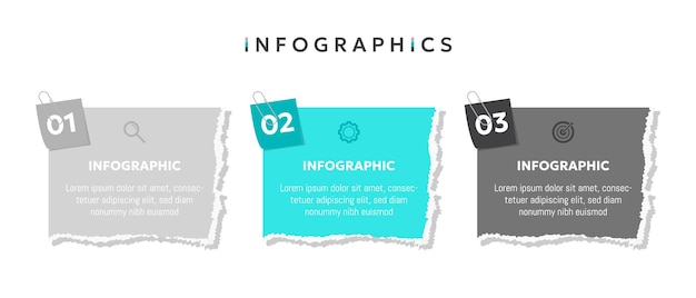 Vecteur modèle d'infographie d'entreprise moderne avec 3 options ou icônes d'étape