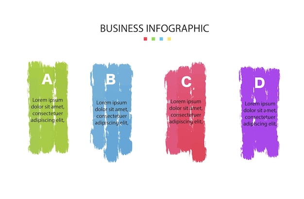 Modèle d'infographie d'entreprise. pinceau aquarelle design avec 4 options ou étapes. Illustration vectorielle.