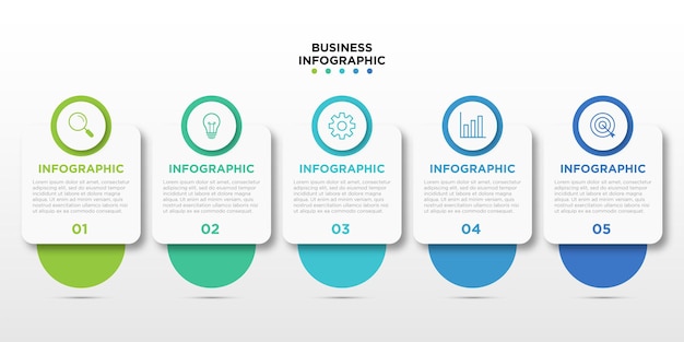 Modèle d'infographie d'entreprise de présentation avec 5 options Illustration vectorielle