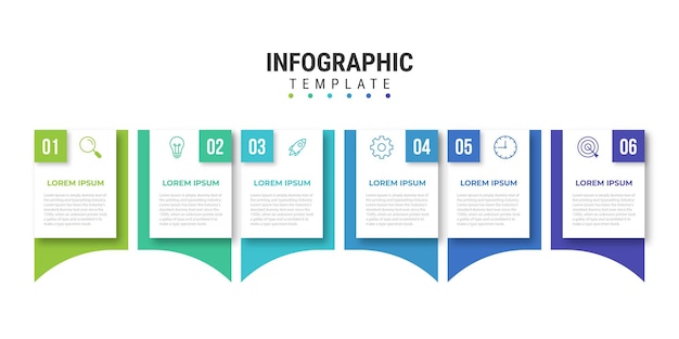 Modèle D'infographie D'entreprise De Présentation Avec 6 Options Illustration Vectorielle