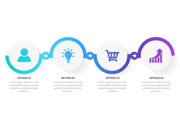 Vecteur modèle d'infographie d'entreprise de présentation de conception d'infographie avec 4 options