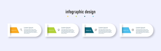 Vecteur modèle d'infographie d'entreprise de présentation de diagramme de conception avec 4 options