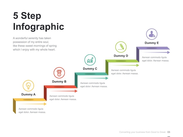 Vecteur modèle d'infographie d'entreprise de présentation vectorielle avec diagramme de circulation de processus d'étape