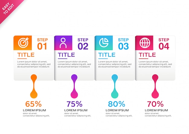 Modèle d&#39;infographie étape colorée
