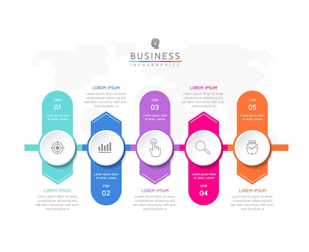 Modèle D'infographie Des étapes De Connexion Avec 5 éléments