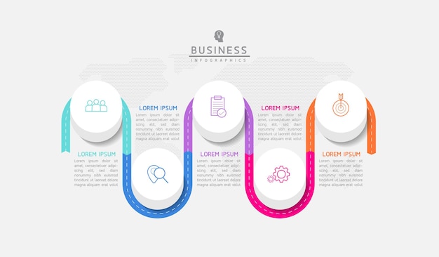 Modèle D'infographie Des étapes De Connexion Avec 5 éléments