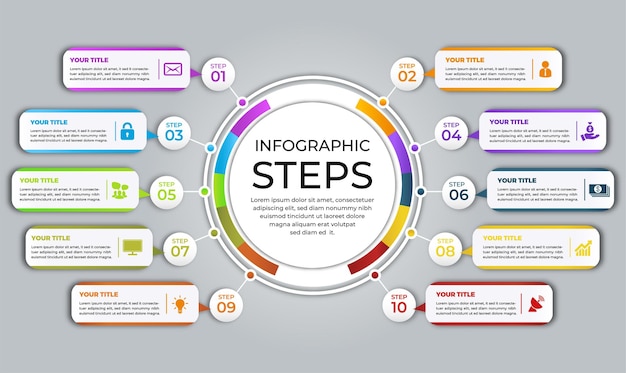 Modèle D'infographie D'étapes Professionnelles Vectorielles Gratuites