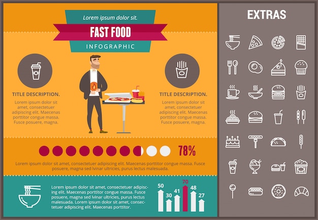 Modèle D'infographie Fast Food Et éléments