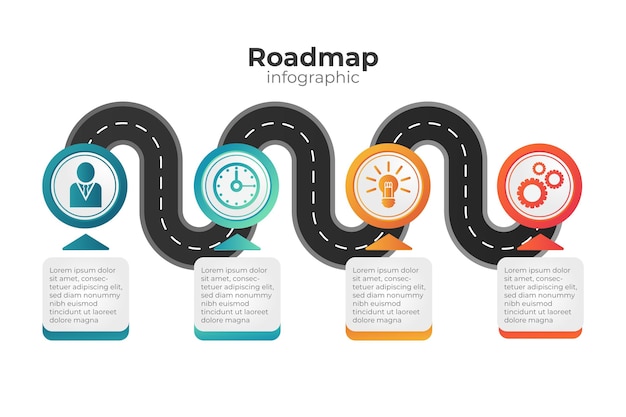 Modèle D'infographie De Feuille De Route Plate