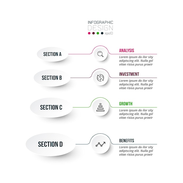 Modèle d'infographie de flux de travail en 4 étapes
