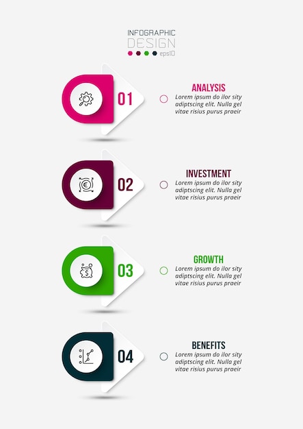 Modèle D'infographie De Flux De Travail En 4 étapes