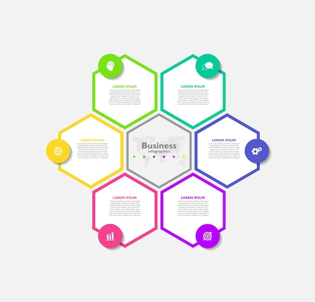 Modèle D'infographie De Fond Abstrait D'affaires De Présentation Coloré Avec Six étapes