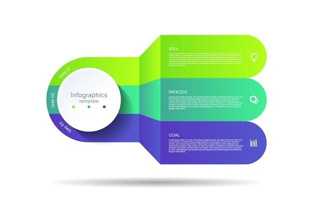 Modèle d'infographie de fond abstrait d'affaires de présentation avec trois étapes