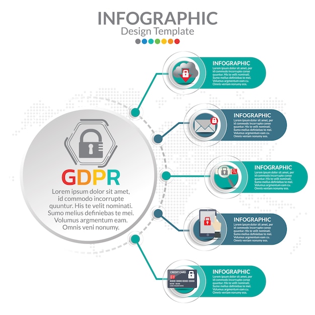 Modèle d'infographie GDPR étape par étape.