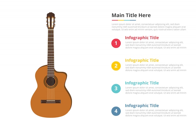 Modèle D'infographie Guitare Classique Avec 4 Points