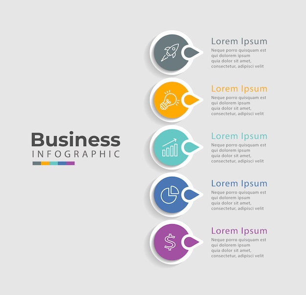 Vecteur modèle d'infographie avec icônes et 5 options ou étapes.