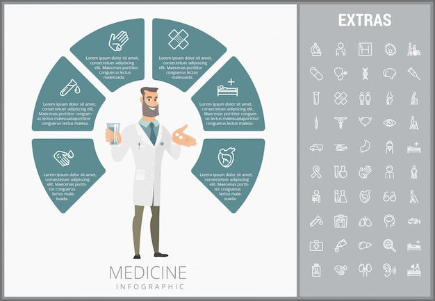 Modèle D'infographie De Médecine, Des éléments Et Des Icônes