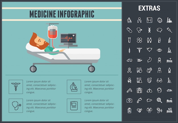 Modèle D'infographie De Médecine, Des éléments Et Des Icônes