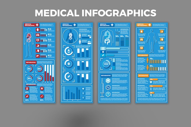Vecteur modèle d'infographie médicale