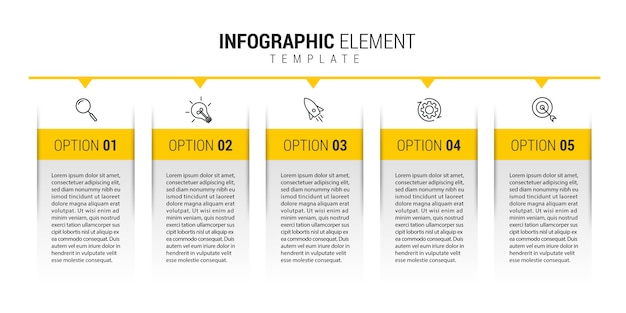 Modèle D'infographie Métier Avec Icônes Et Numéros 5 Options Ou étapes