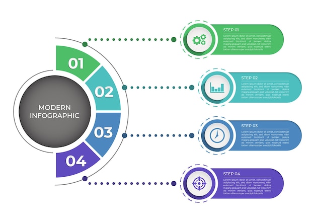 Modèle D'infographie Moderne Infographie D'entreprise De Présentation Avec 4 Options