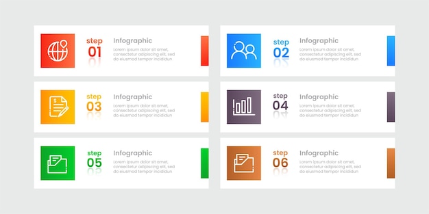 Modèle D'infographie Moderne à Six étapes