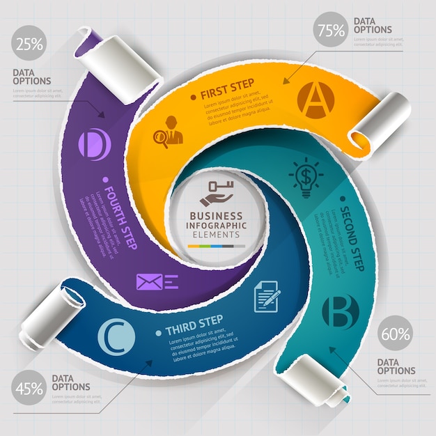 Modèle D'infographie Moderne Style De Papier Déchiré. .