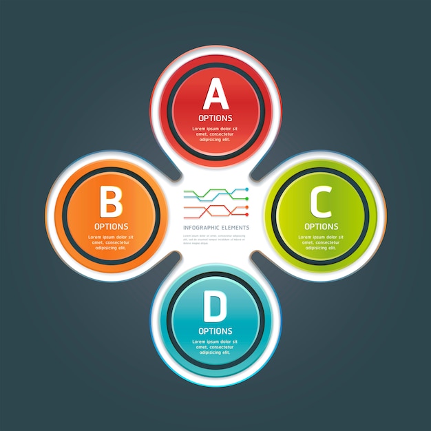 Vecteur modèle d'infographie nombre d'options colorées.