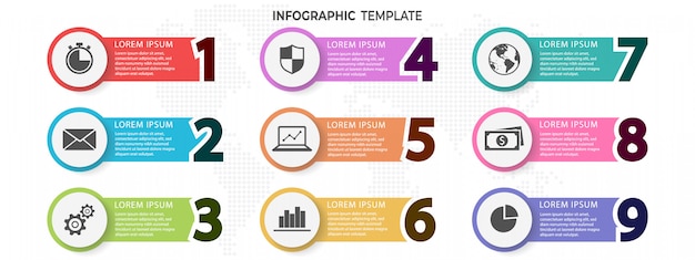 Modèle D'infographie Avec Numéros 9 Options.