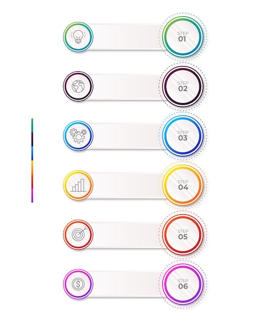 Modèle D'infographie D'option En 6 étapes Avec Un Design Coloré Dégradé