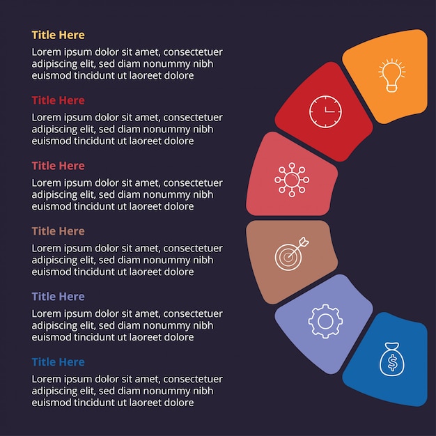 Modèle d'infographie plat sombre