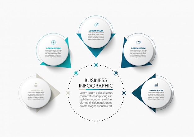 Vecteur modèle d'infographie de présentation business circle avec 5 options.