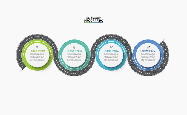 Modèle d&#39;infographie de présentation Business road map