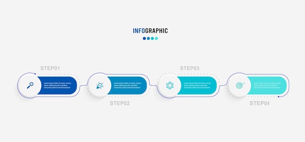 Vecteur modèle d'infographie de présentation concept d'entreprise avec 4 options numériques et icônes marketing