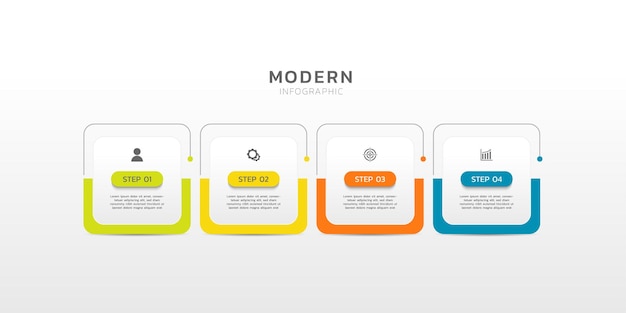 Modèle D'infographie De Présentation Du Concept D'entreprise En 4 étapes