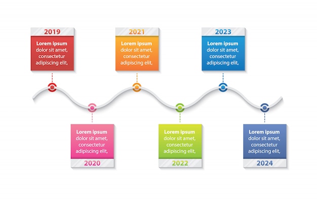 Vecteur modèle d'infographie de présentation entreprise avec 6 vecteur de chronologie